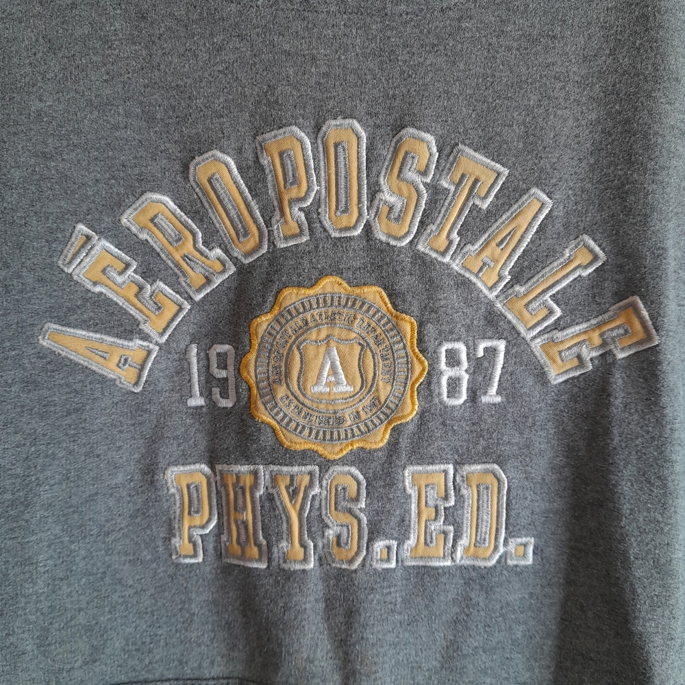 354a. gray vintage Aeropostale long sleeve embroidered y2k hoodie sweatshirt, XL - Picture 6 of 8